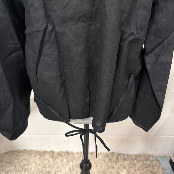 Eileen Fisher Black Organic Handkerchief Linen High Collar Jacket Sz Medium NWT - Picture 7 of 9